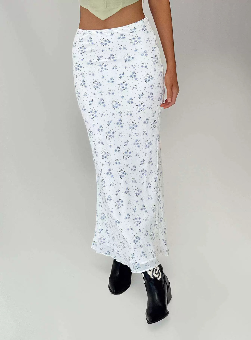 Zara New Summer Tulle Floral Print Maxi Skirt